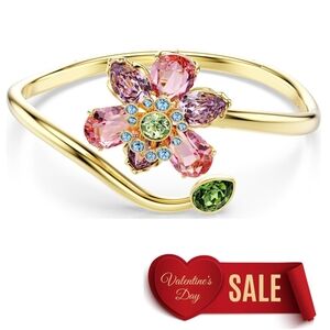 Swarovski Idyllia Bangle Bracelet, Mixed Cut, Flower Motif Multicolor Crystals,